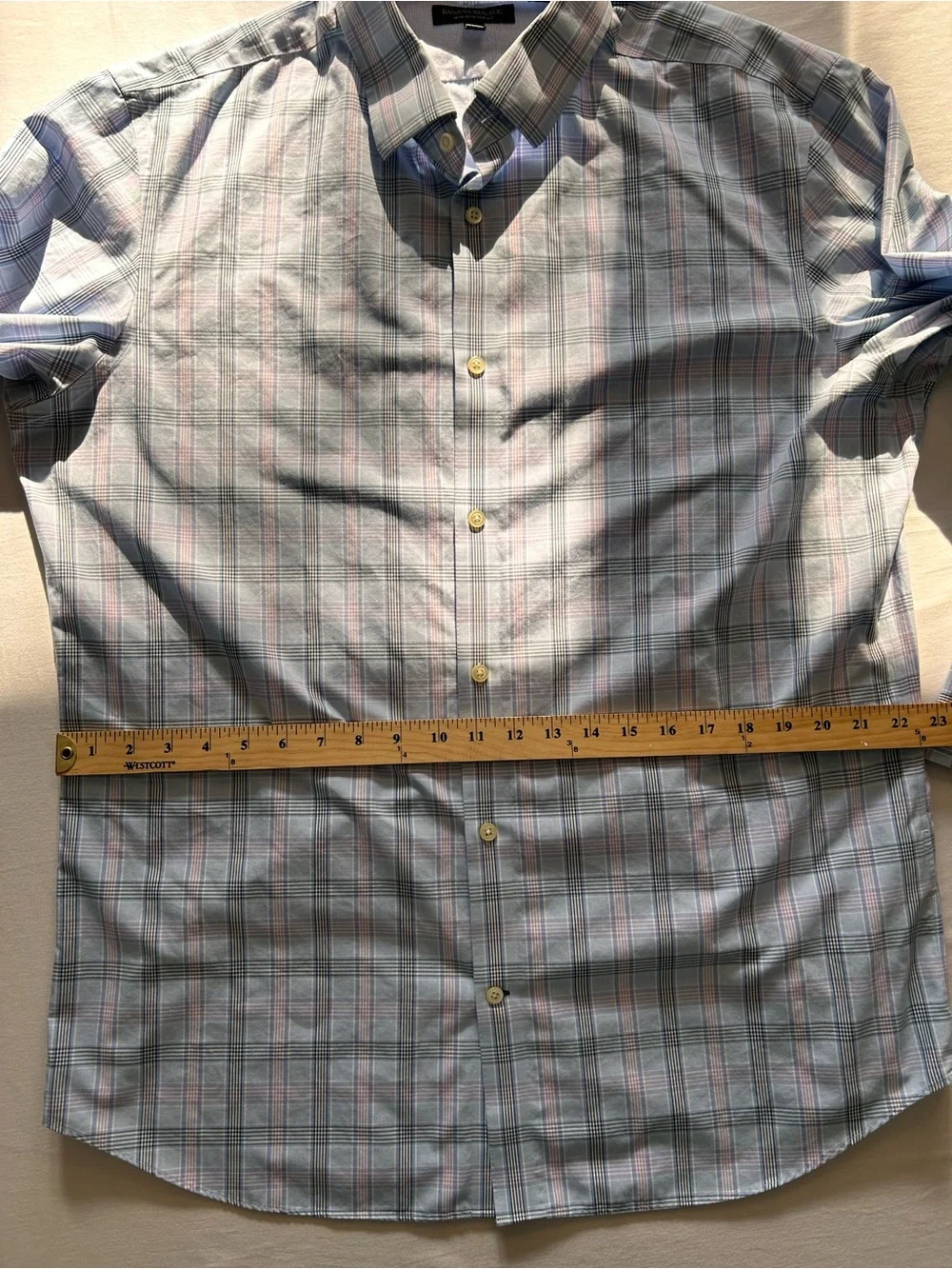 Banana Republic Blue Plaid Non-Iron Slim Fit Shirt XL